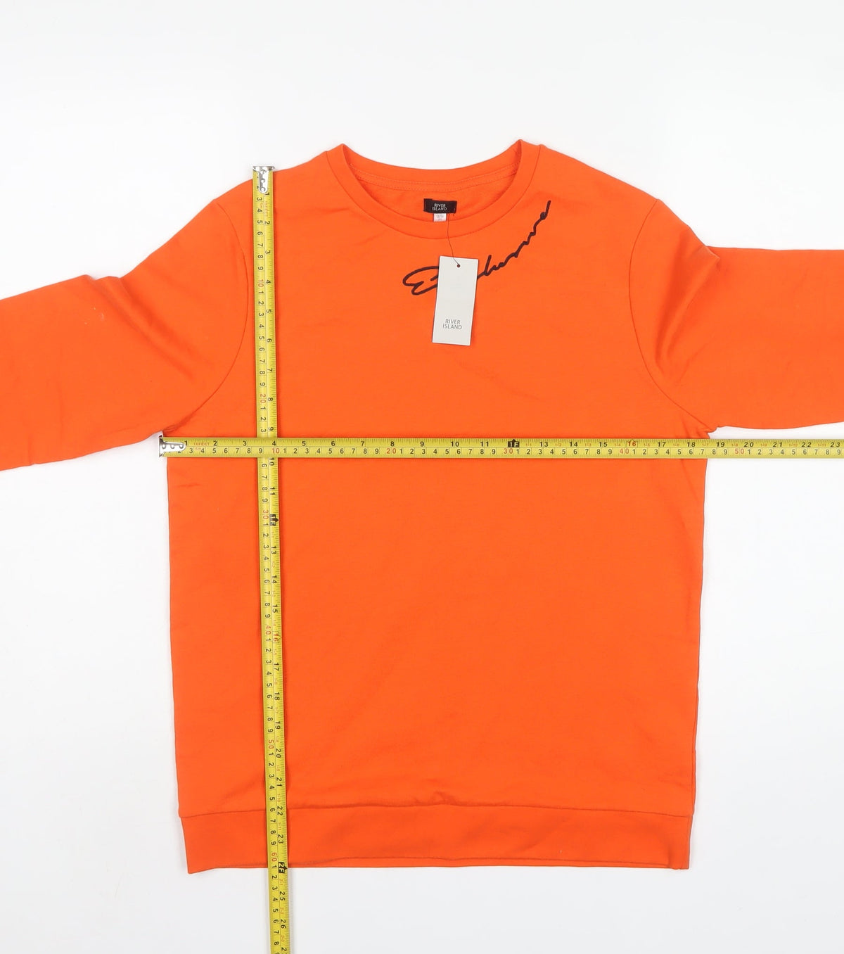 River Island Boys Orange Logo Sweatshirt 13-14 Years Crew Neck NWT