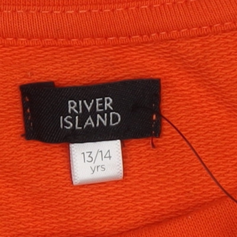 River Island Boys Orange Logo Sweatshirt 13-14 Years Crew Neck NWT