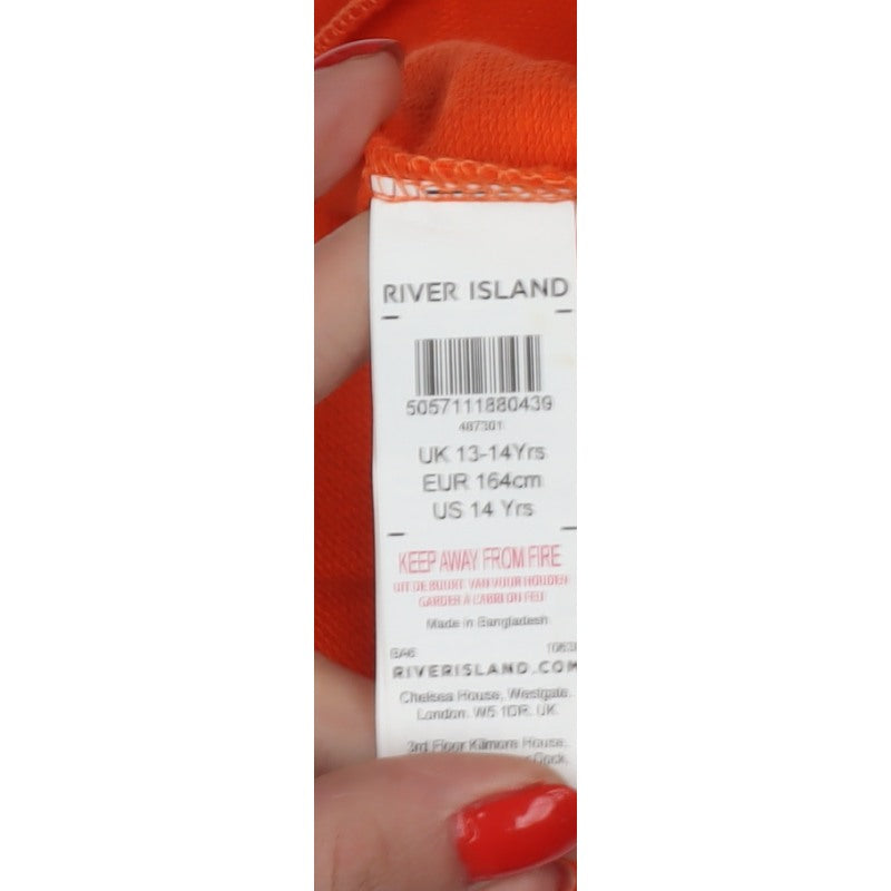 River Island Boys Orange Logo Sweatshirt 13-14 Years Crew Neck NWT