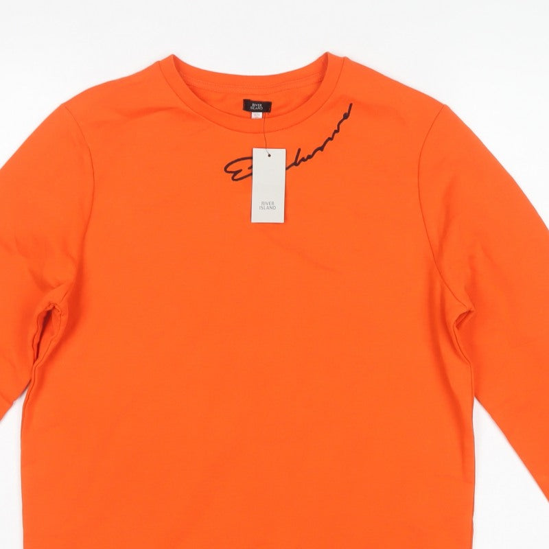 River Island Boys Orange Logo Sweatshirt 13-14 Years Crew Neck NWT