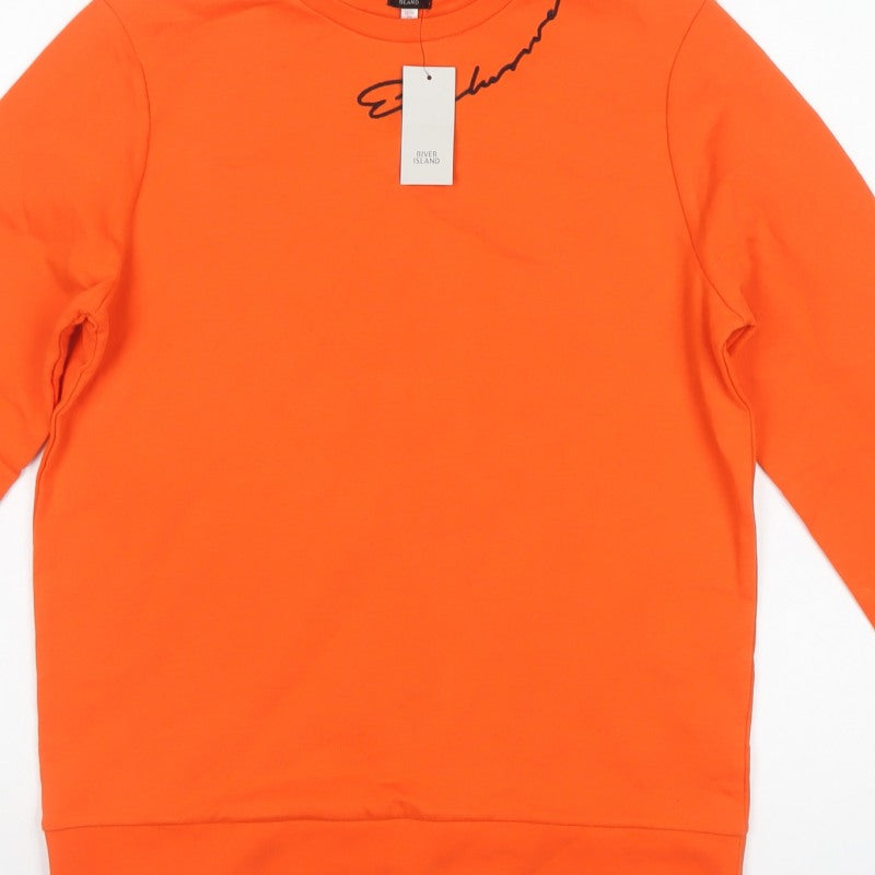 River Island Boys Orange Logo Sweatshirt 13-14 Years Crew Neck NWT
