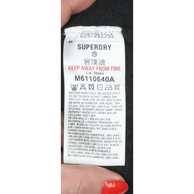 Superdry Women Black M Wool Blend 1/4 Zip High Neck Jumper