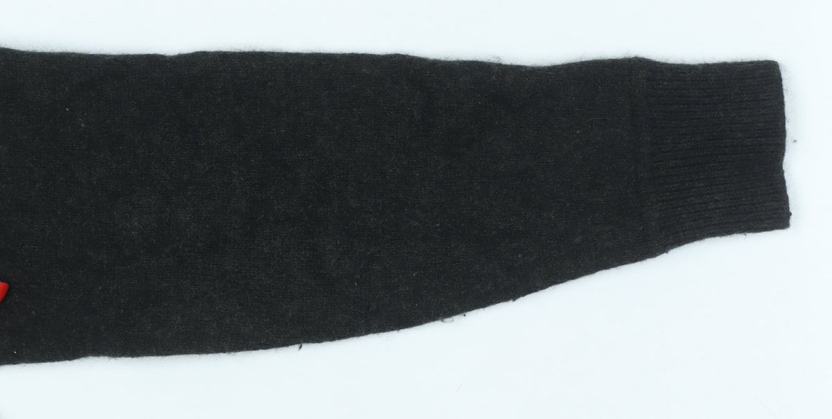 Superdry Women Black M Wool Blend 1/4 Zip High Neck Jumper
