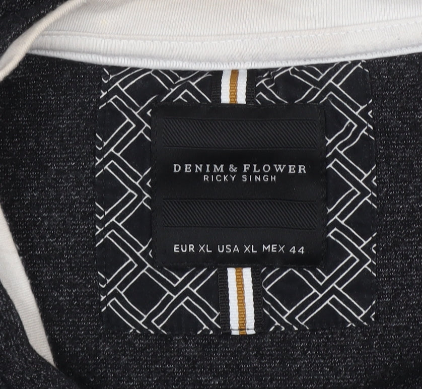 Denim & Flower Men’s Black XL Pullover Crew Neck Sweatshirt