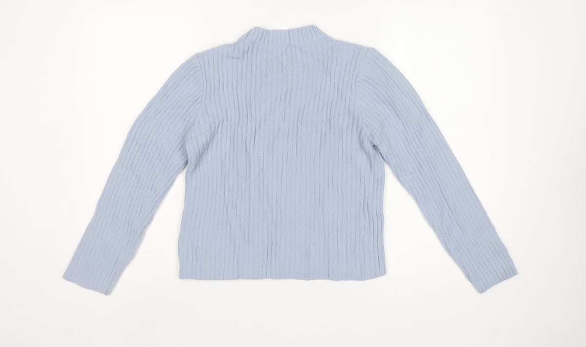 New Look Women Blue UK 10 High Neck Rib Knit Pullover Jumper