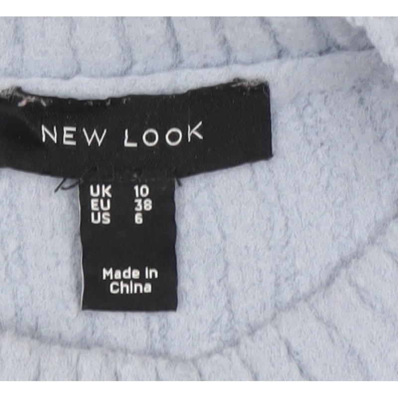 New Look Women Blue UK 10 High Neck Rib Knit Pullover Jumper
