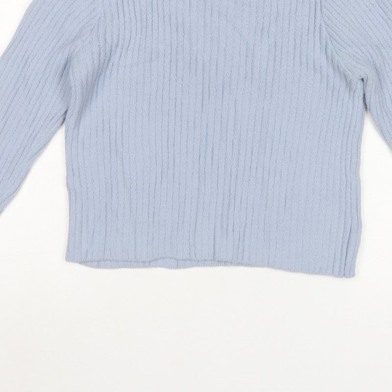 New Look Women Blue UK 10 High Neck Rib Knit Pullover Jumper