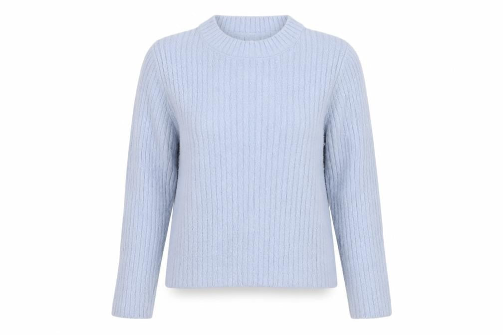 New Look Women Blue UK 10 High Neck Rib Knit Pullover Jumper