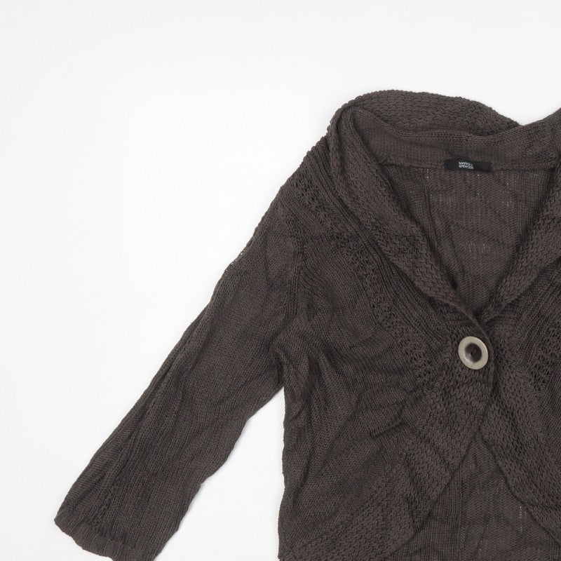 Marks and Spencer Women Brown UK 18 Cable Knit Cowl Cardigan