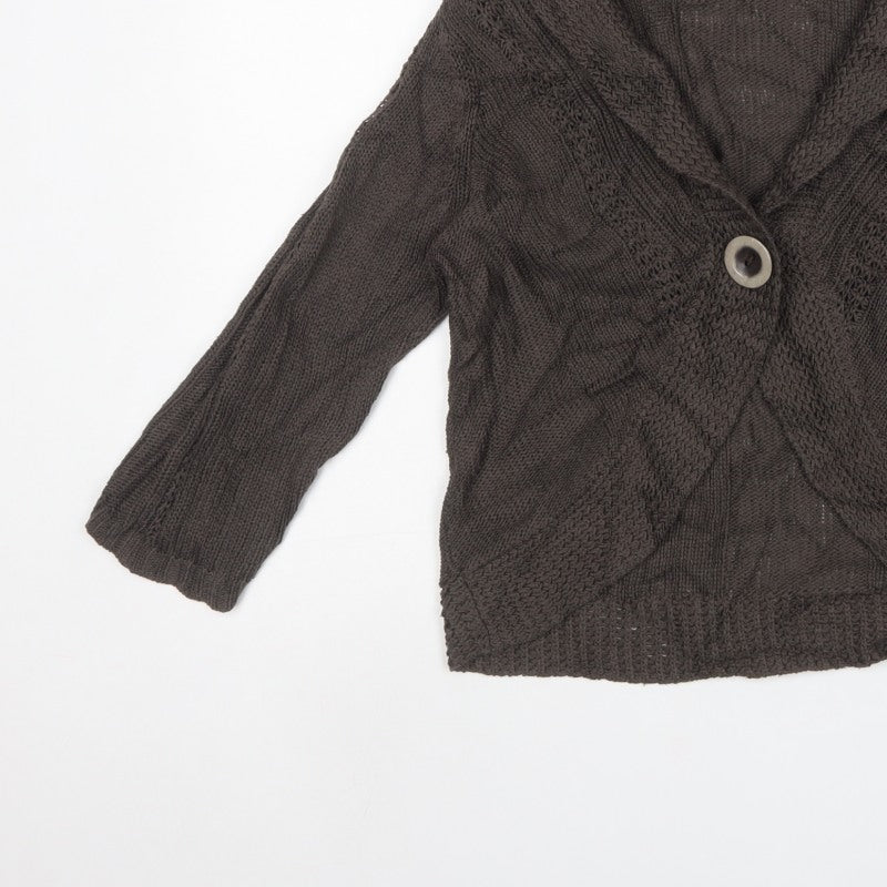 Marks and Spencer Women Brown UK 18 Cable Knit Cowl Cardigan