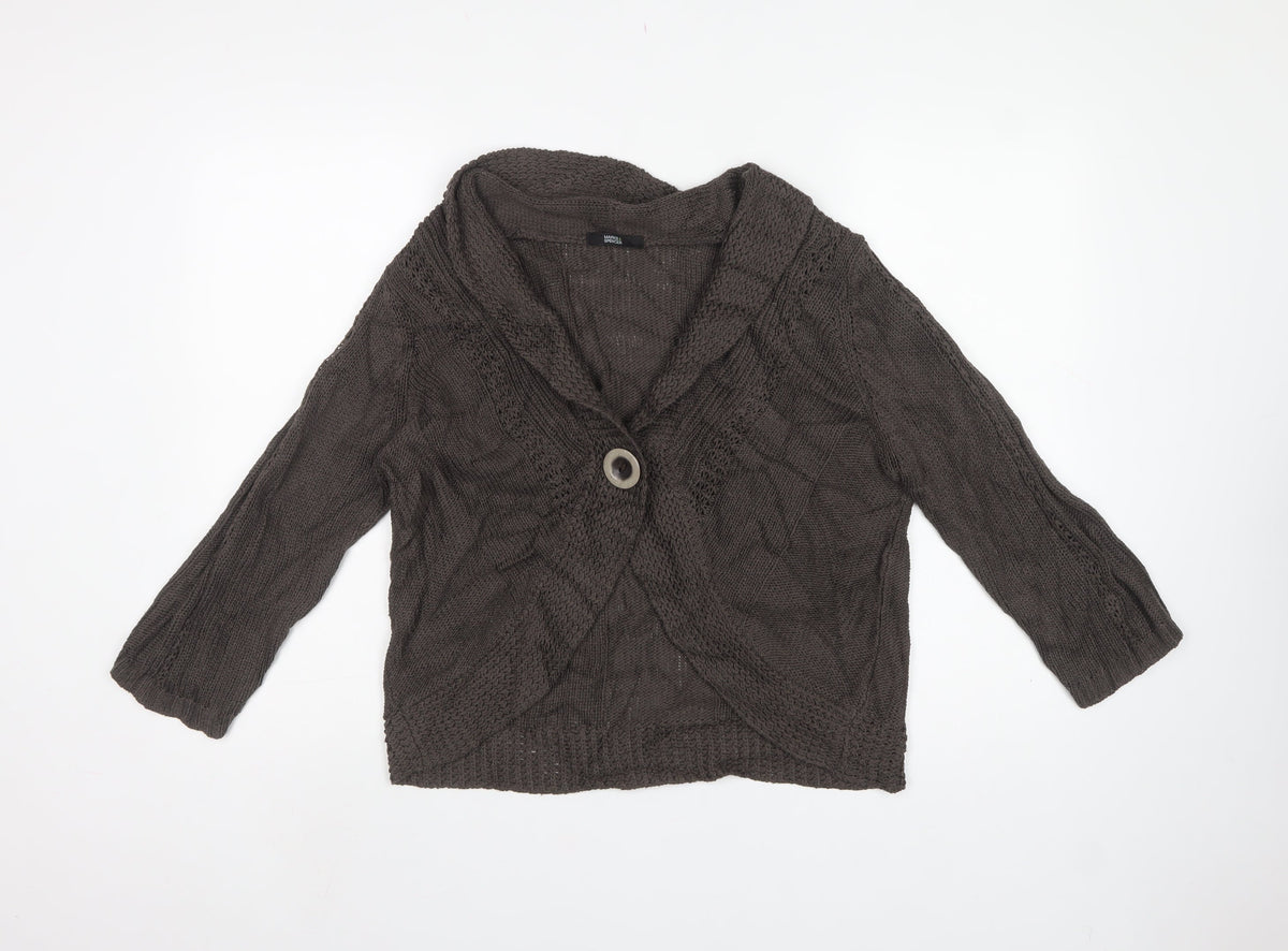 Marks and Spencer Women Brown UK 18 Cable Knit Cowl Cardigan