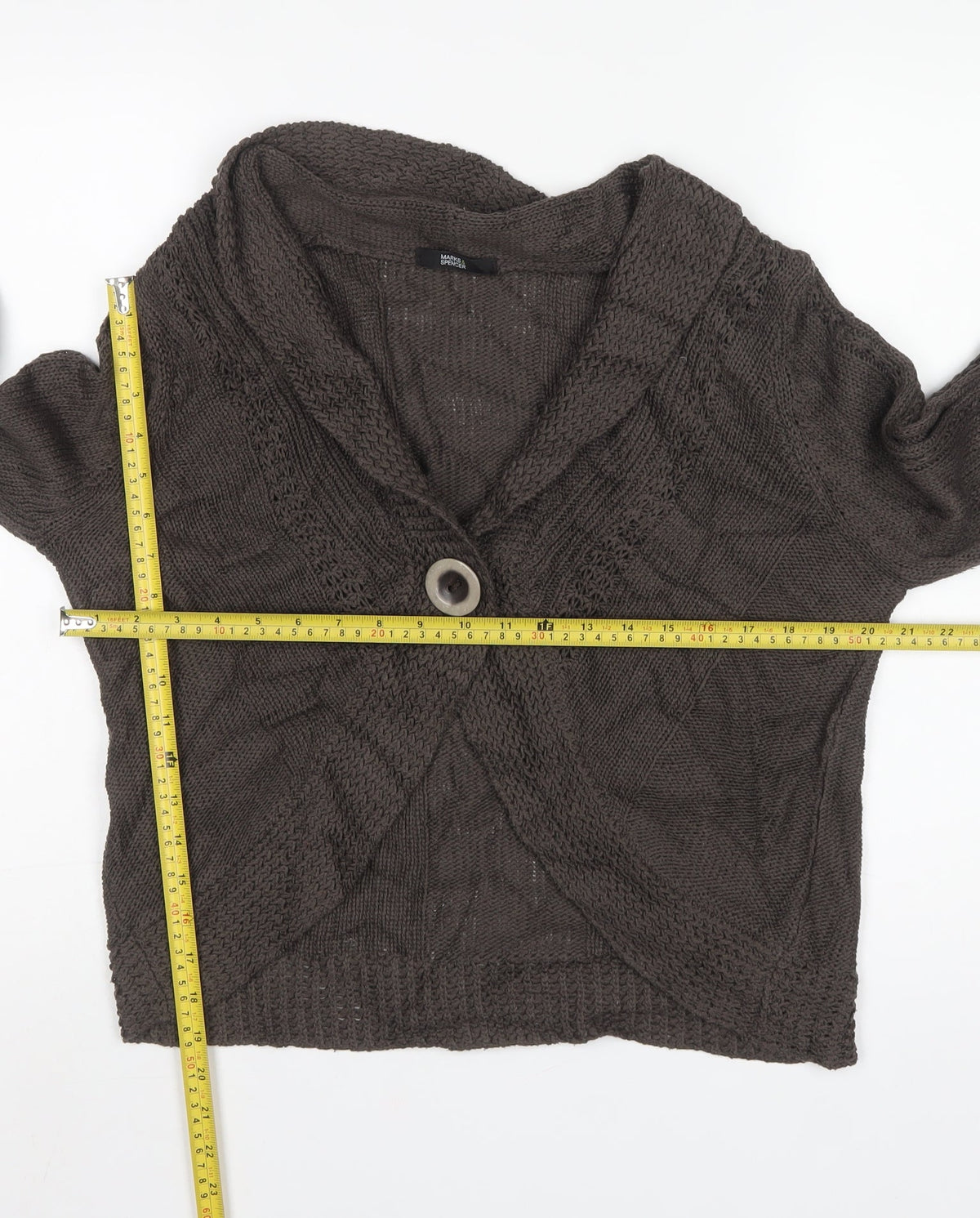 Marks and Spencer Women Brown UK 18 Cable Knit Cowl Cardigan