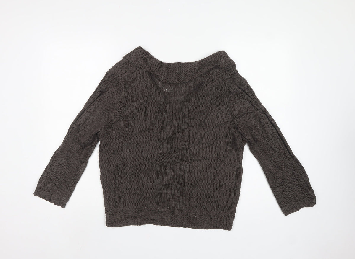 Marks and Spencer Women Brown UK 18 Cable Knit Cowl Cardigan