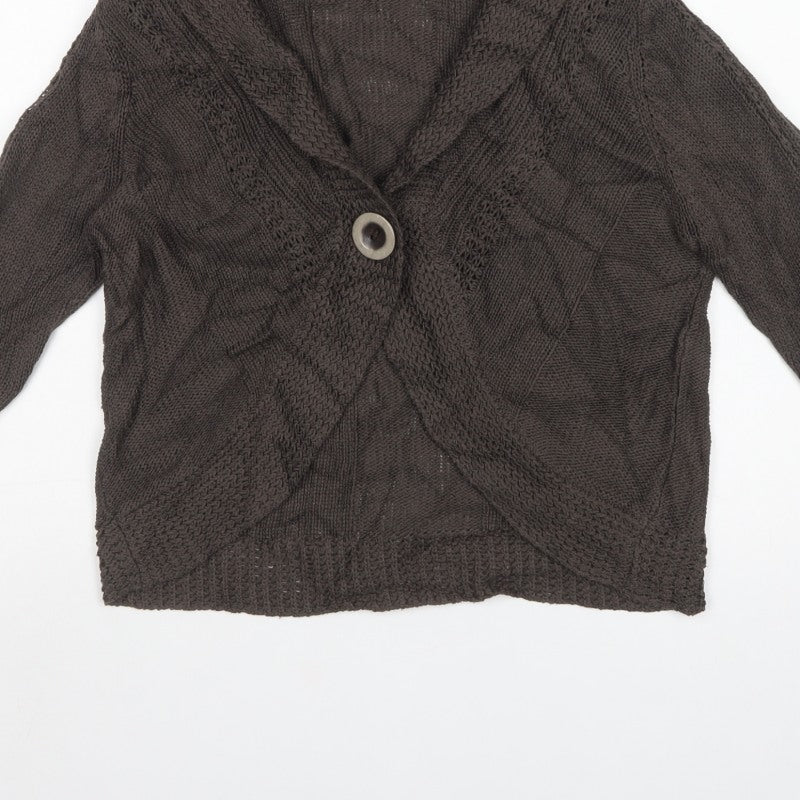Marks and Spencer Women Brown UK 18 Cable Knit Cowl Cardigan