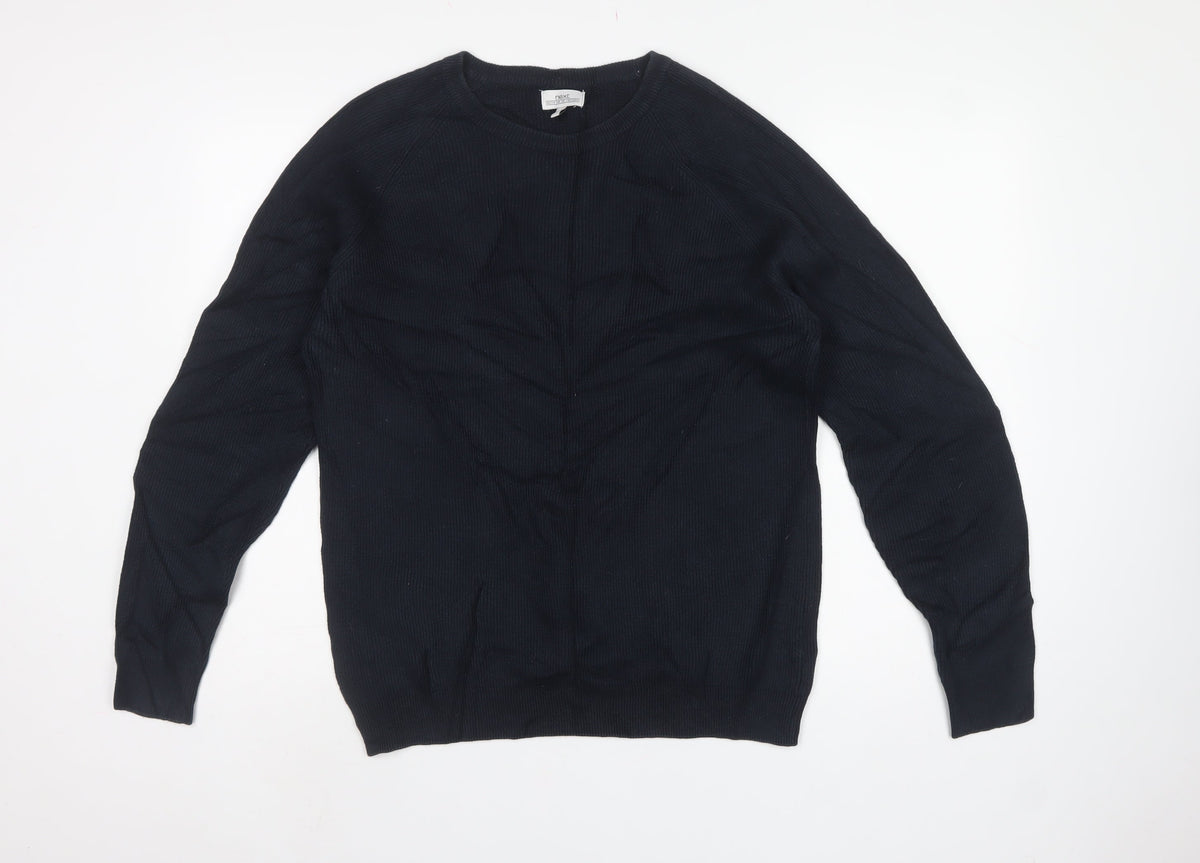 Next Mens Black L Crew Neck Knit Pullover Jumper Classic Long Sleeve