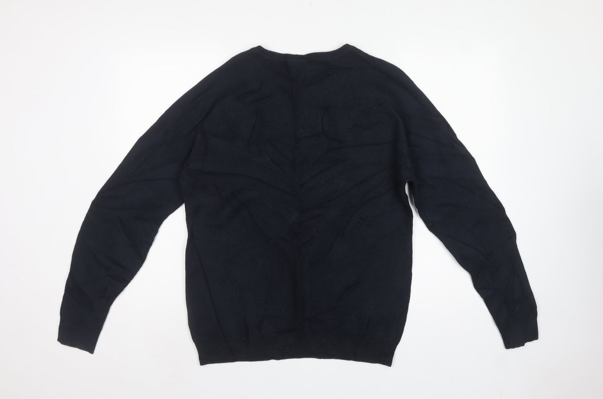 Next Mens Black L Crew Neck Knit Pullover Jumper Classic Long Sleeve