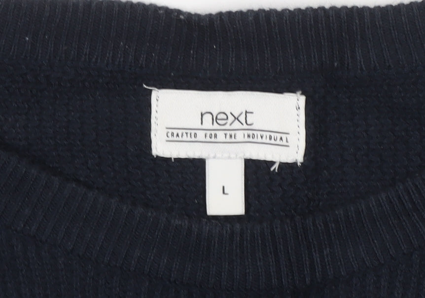 Next Mens Black L Crew Neck Knit Pullover Jumper Classic Long Sleeve