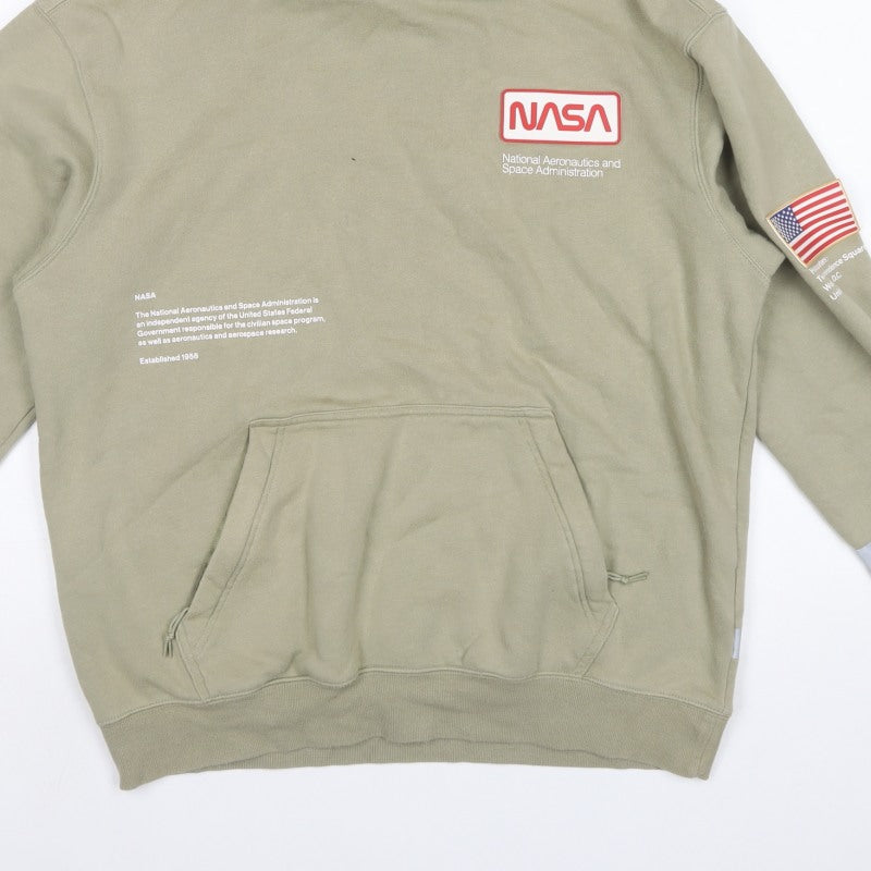 H&M Men’s Beige NASA Space Graphic Relaxed Fit Pullover Hoodie L