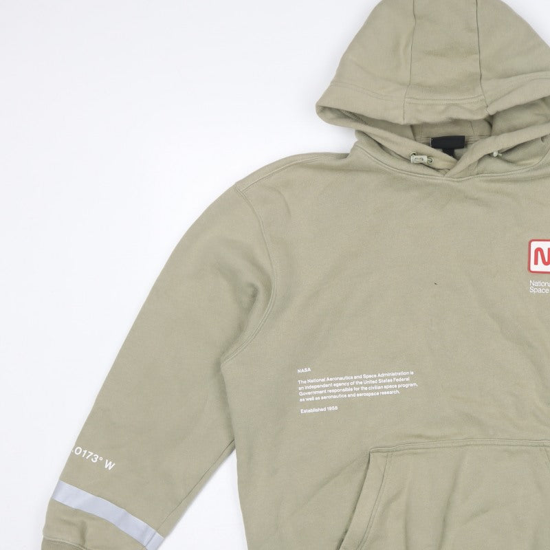 H&M Men’s Beige NASA Space Graphic Relaxed Fit Pullover Hoodie L