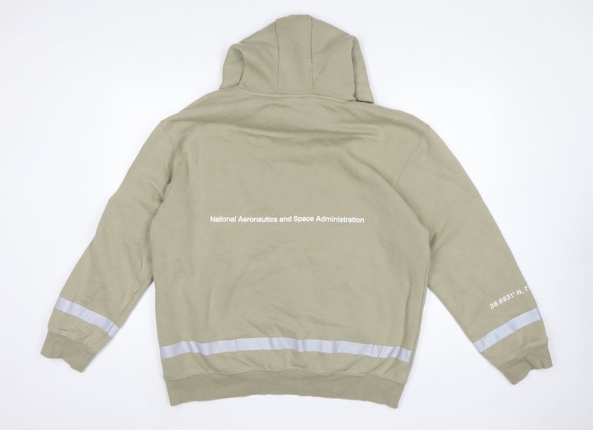 H&M Men’s Beige NASA Space Graphic Relaxed Fit Pullover Hoodie L