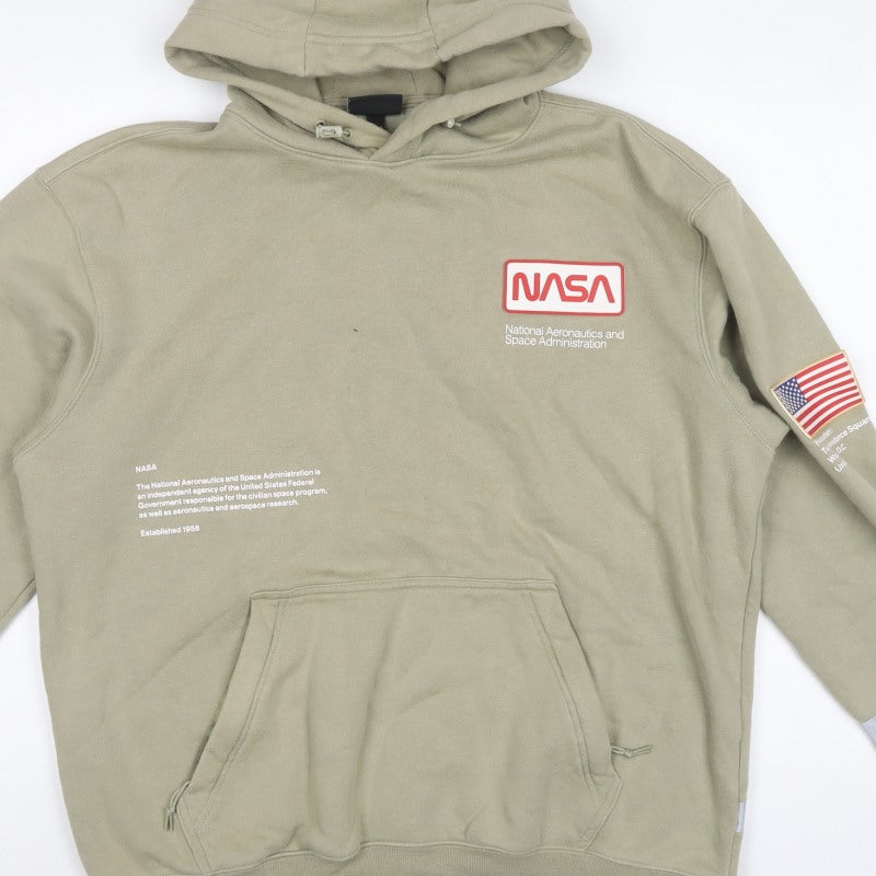 H&M Men’s Beige NASA Space Graphic Relaxed Fit Pullover Hoodie L