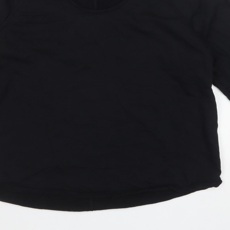 M&S Per Una Women Black L Cotton Drawstring Cowl Neck Sweatshirt