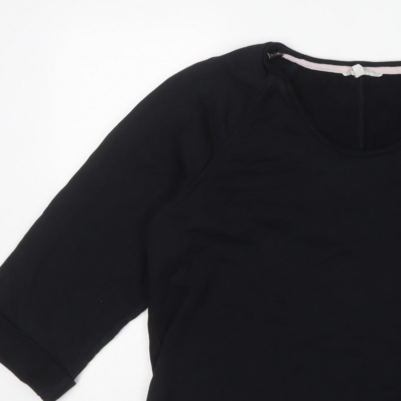 M&S Per Una Women Black L Cotton Drawstring Cowl Neck Sweatshirt