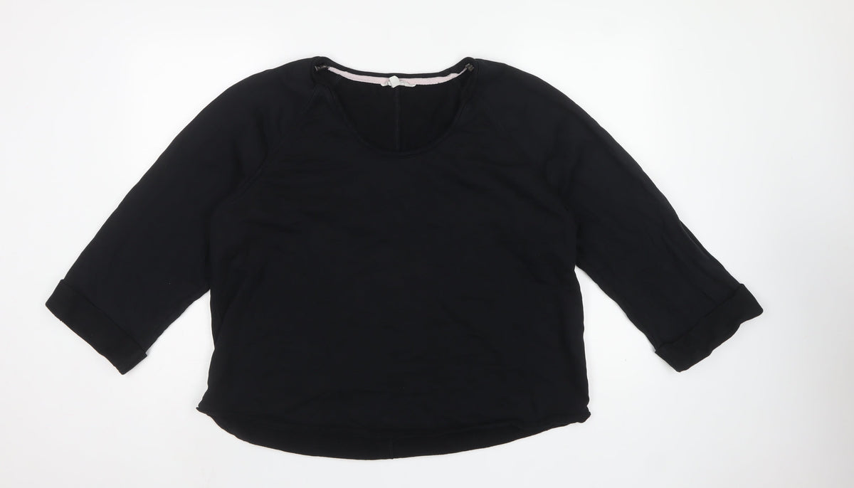 M&S Per Una Women Black L Cotton Drawstring Cowl Neck Sweatshirt