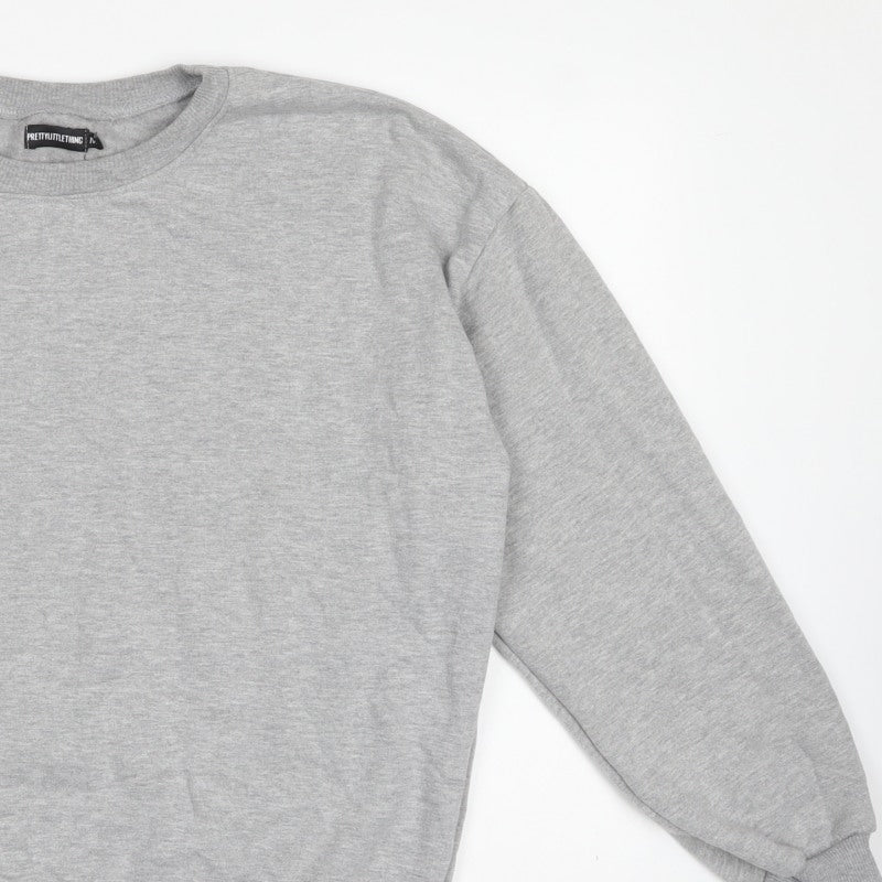 PrettyLittleThing Women Grey M Pullover Crew Neck Sweatshirt
