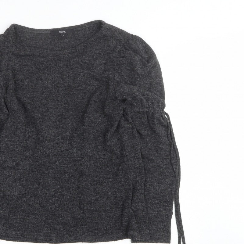 Next Women Grey Size 10 Ruched Sleeve Knit Pullover Jumper