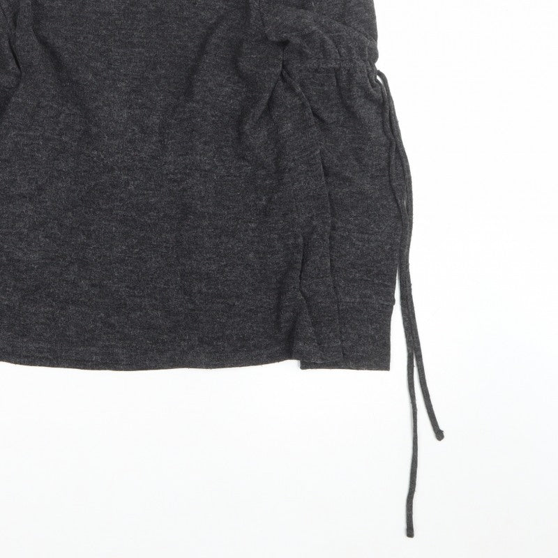 Next Women Grey Size 10 Ruched Sleeve Knit Pullover Jumper