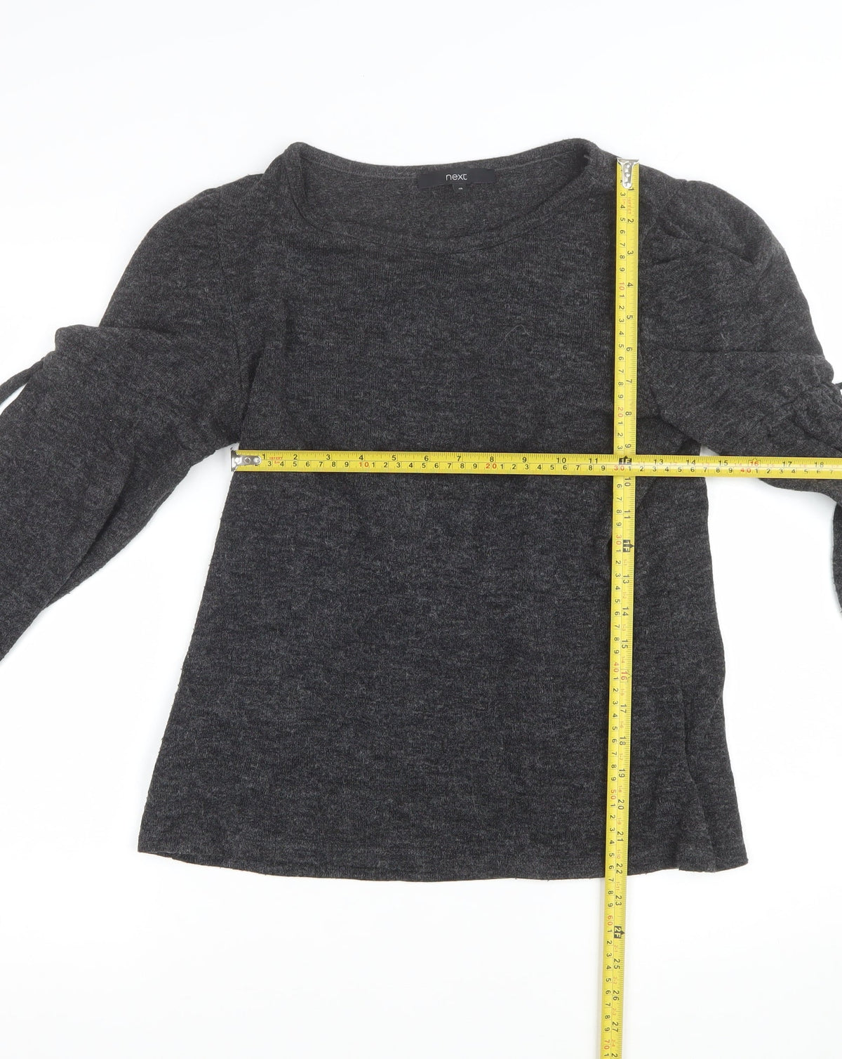 Next Women Grey Size 10 Ruched Sleeve Knit Pullover Jumper