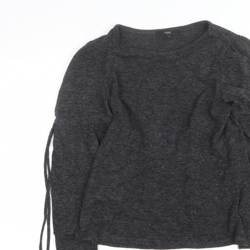 Next Women Grey Size 10 Ruched Sleeve Knit Pullover Jumper