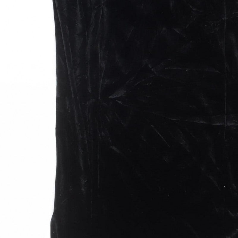 River Island Women’s Black UK 10 Long Velvet Pencil Skirt Slit