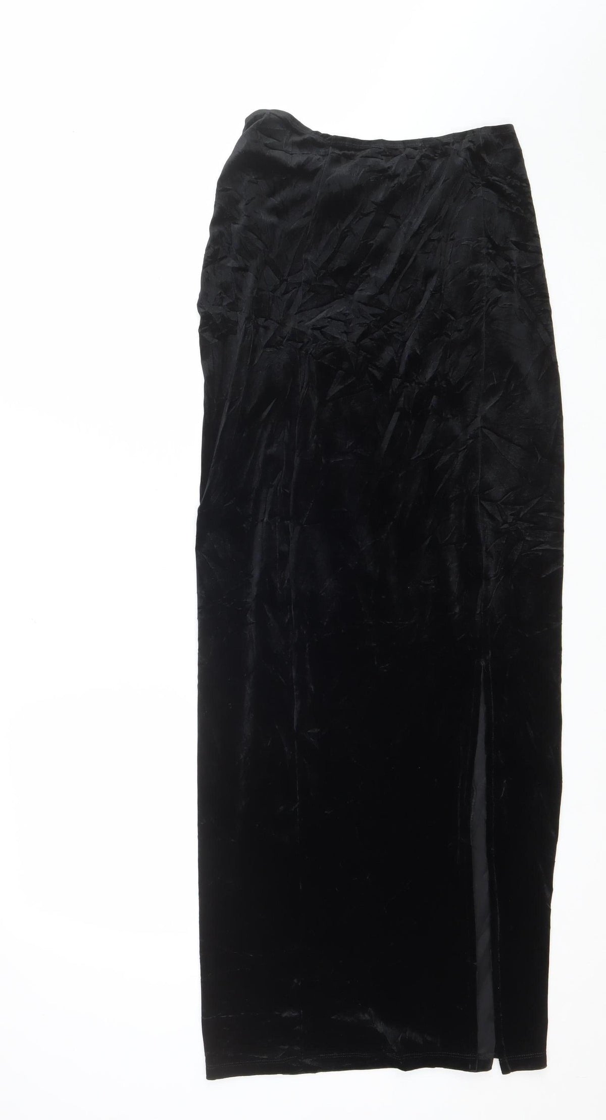 River Island Women’s Black UK 10 Long Velvet Pencil Skirt Slit