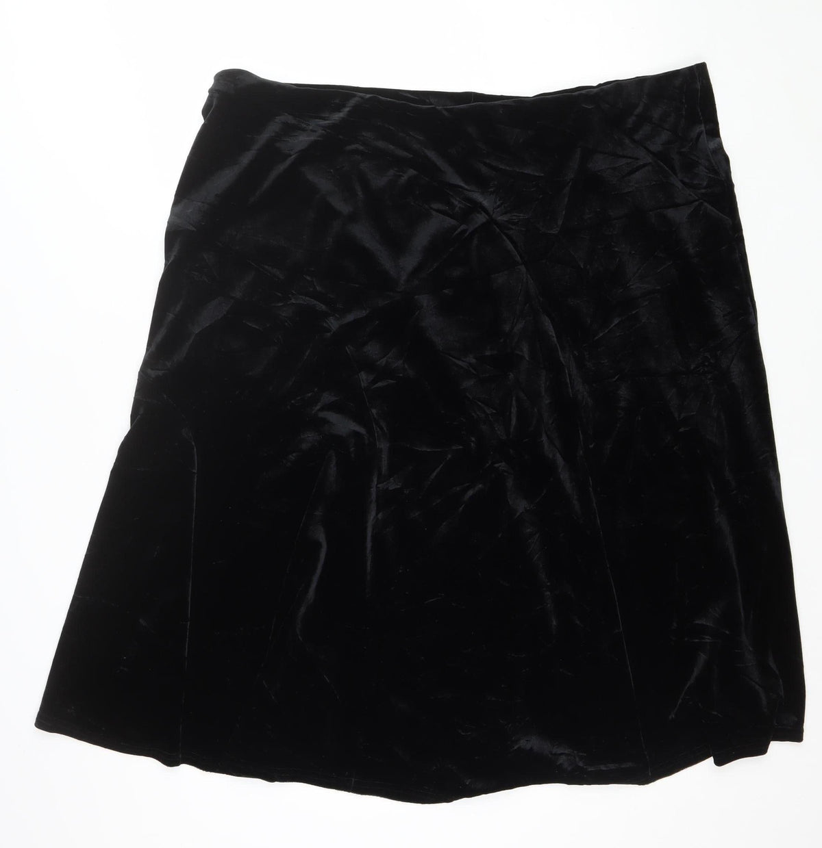 Women's Black Size 24 Velvet Flared Knee Length Skirt