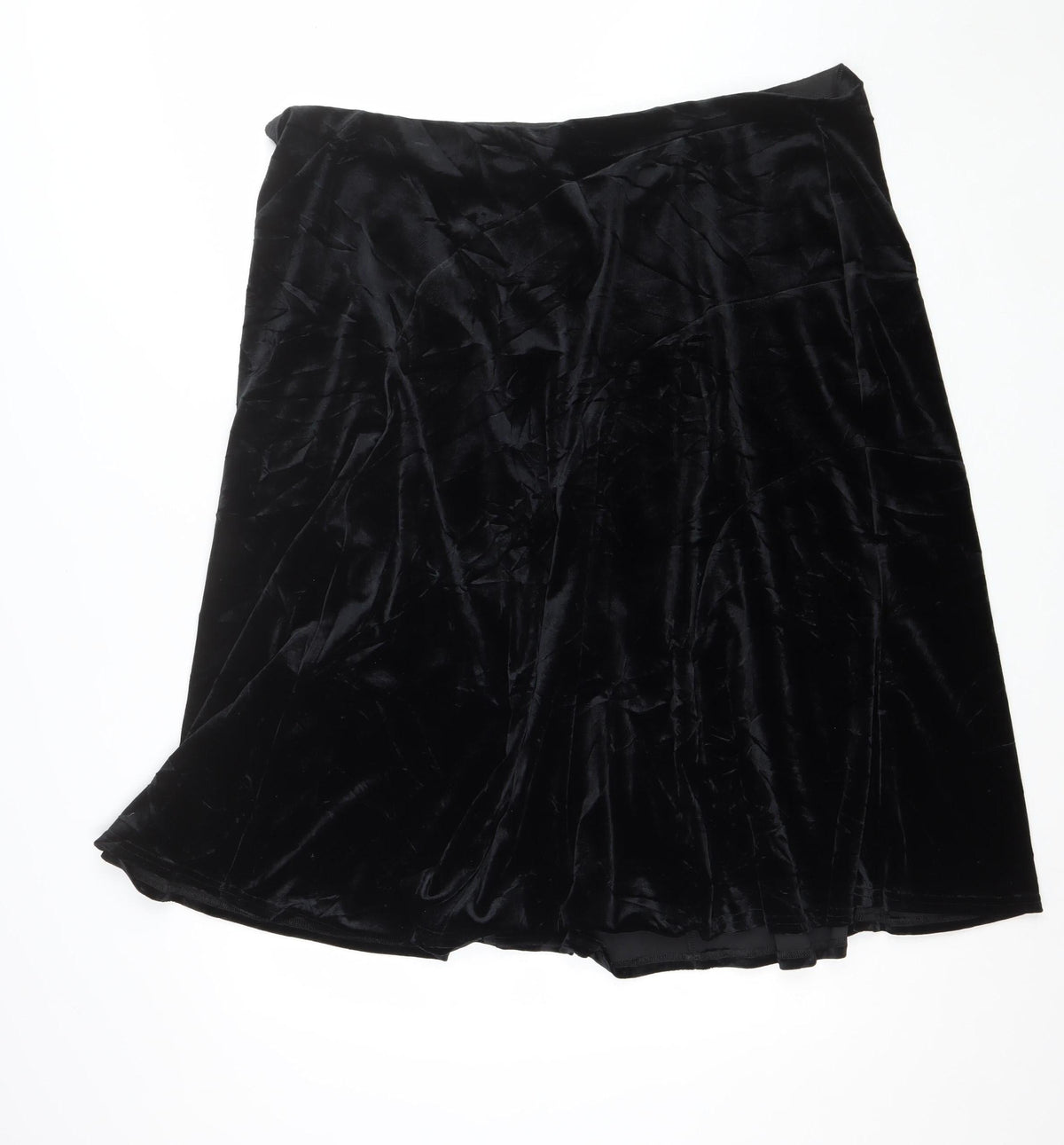 Women's Black Size 24 Velvet Flared Knee Length Skirt