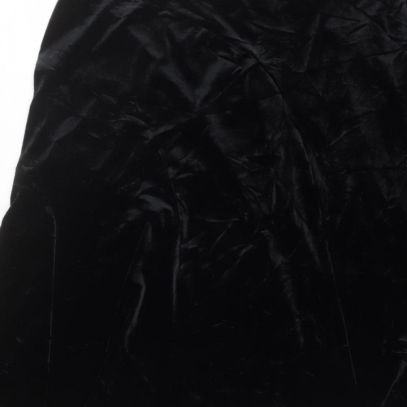 Women's Black Size 24 Velvet Flared Knee Length Skirt