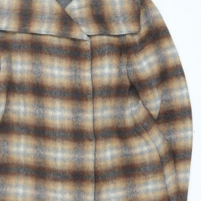French Connection Women’s Brown Check Faux Fur Jacket UK 12
