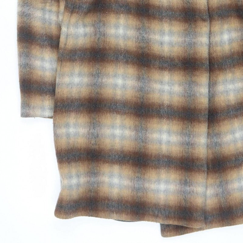 French Connection Women’s Brown Check Faux Fur Jacket UK 12