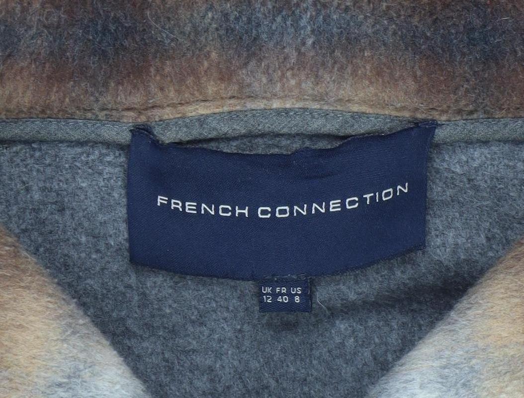 French Connection Women’s Brown Check Faux Fur Jacket UK 12
