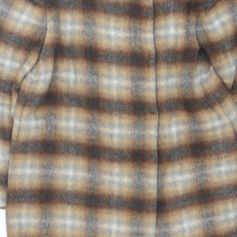 French Connection Women’s Brown Check Faux Fur Jacket UK 12