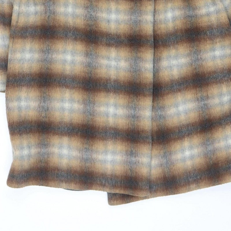 French Connection Women’s Brown Check Faux Fur Jacket UK 12
