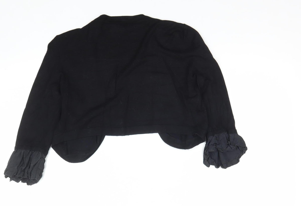 Coast Women’s Black Size M Open Knit Ruffle Cuff Cardigan