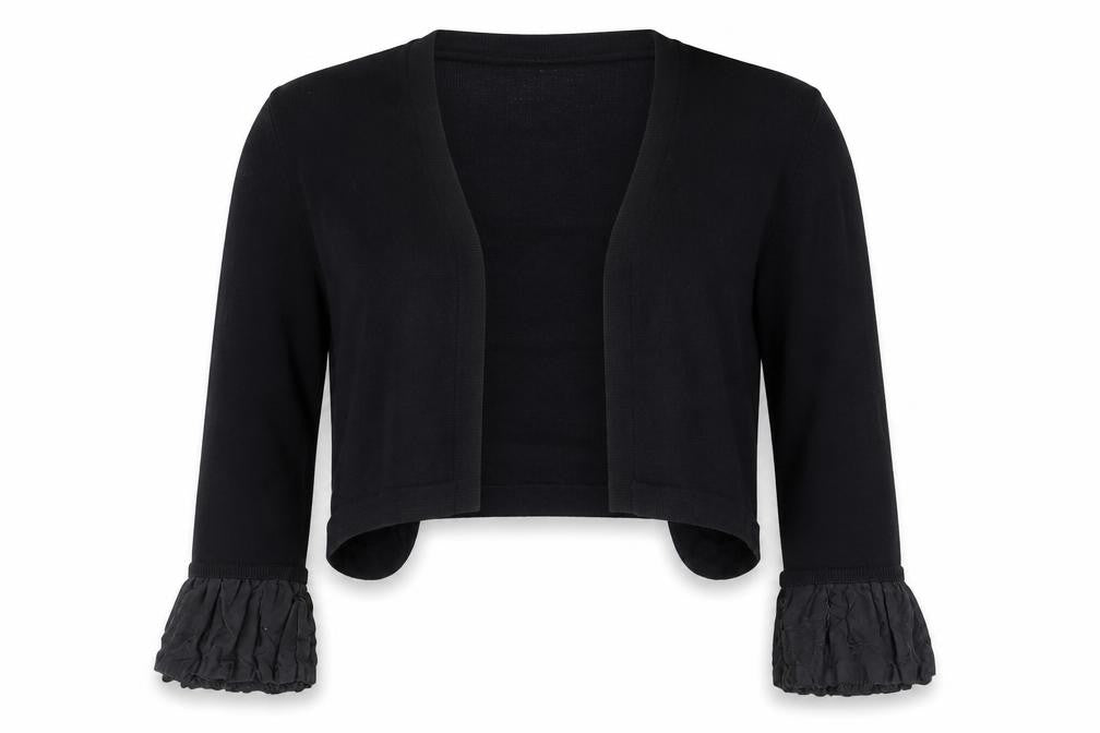 Coast Women’s Black Size M Open Knit Ruffle Cuff Cardigan