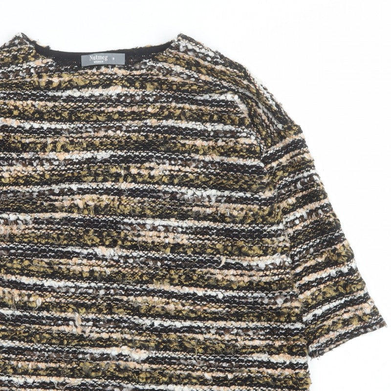 Nutmeg Women Multicoloured Stripe Chunky Knit Jumper UK 8
