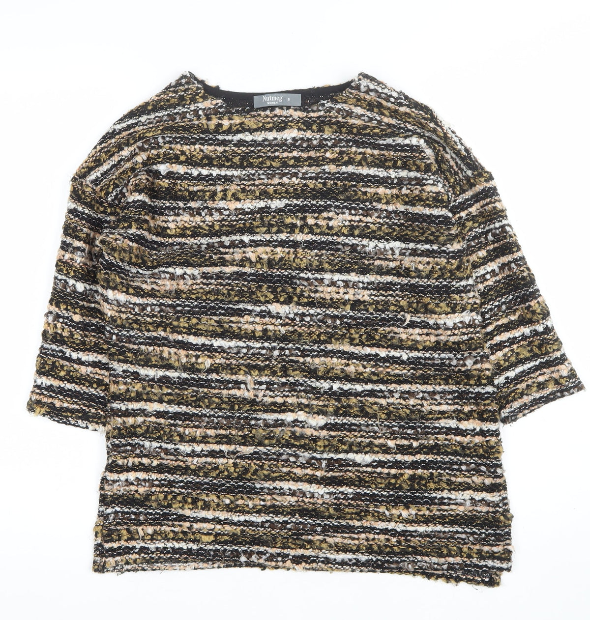 Nutmeg Women Multicoloured Stripe Chunky Knit Jumper UK 8