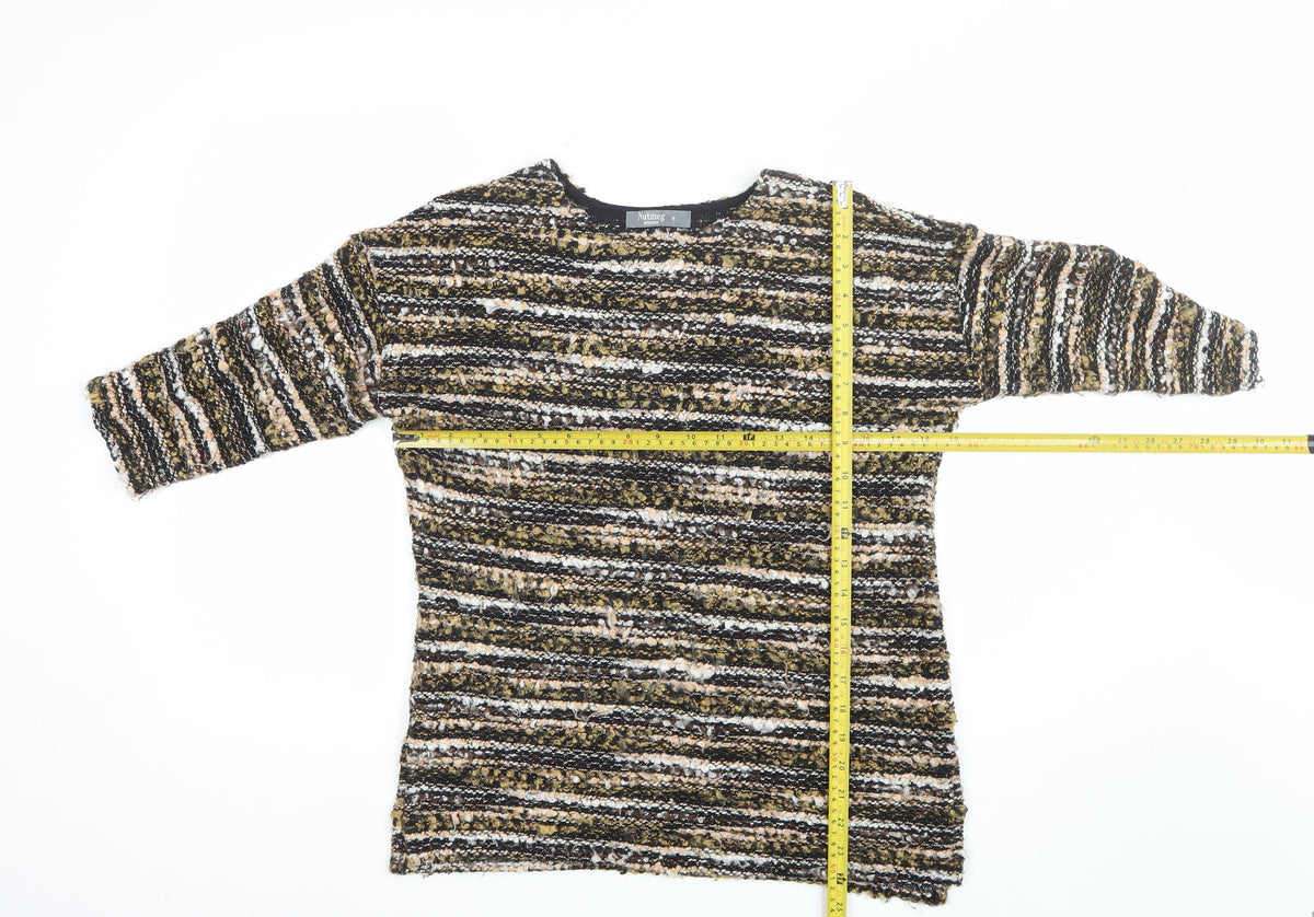 Nutmeg Women Multicoloured Stripe Chunky Knit Jumper UK 8