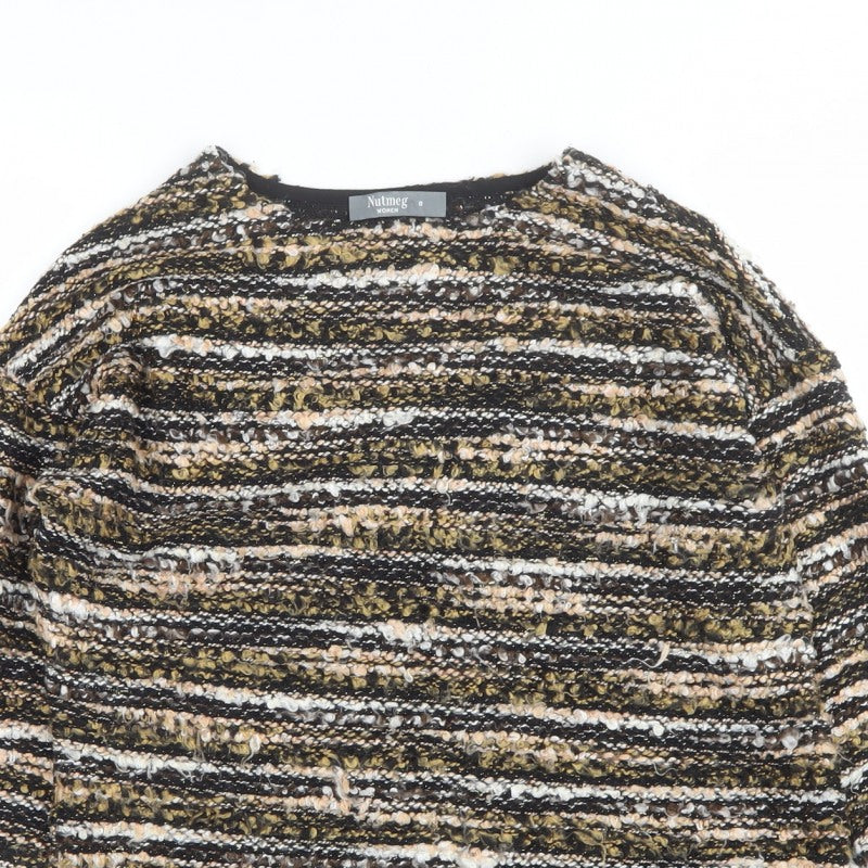 Nutmeg Women Multicoloured Stripe Chunky Knit Jumper UK 8