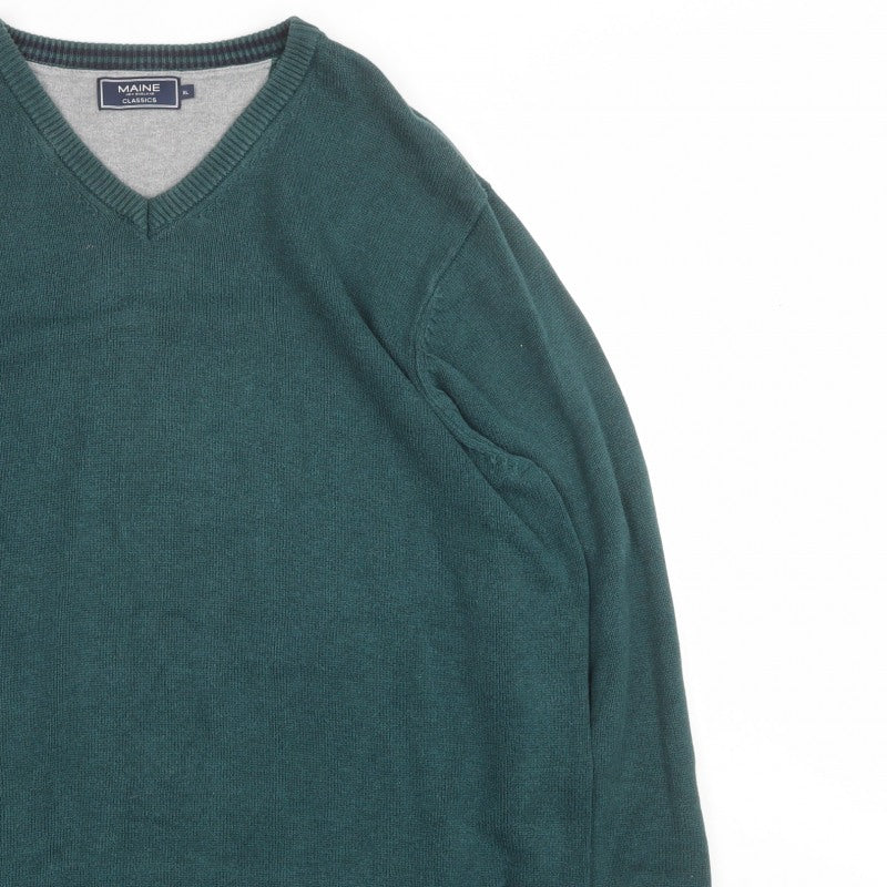 Maine New England Classics Men’s Green XL V-Neck Knit Pullover Jumper